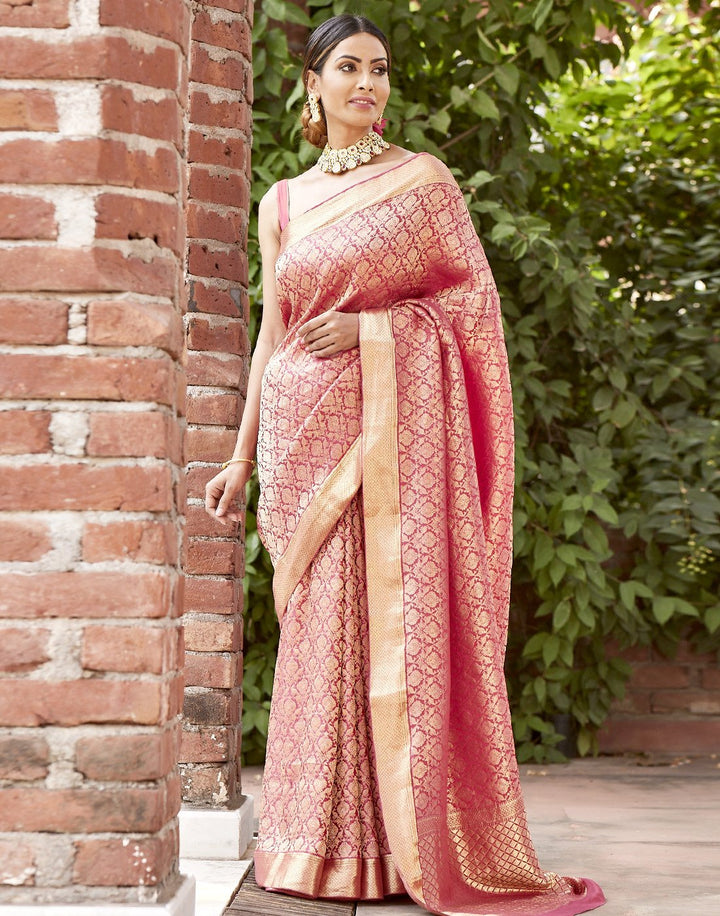 MBZ Meena Bazaar-Crepe Zari Jaal Woven Saree