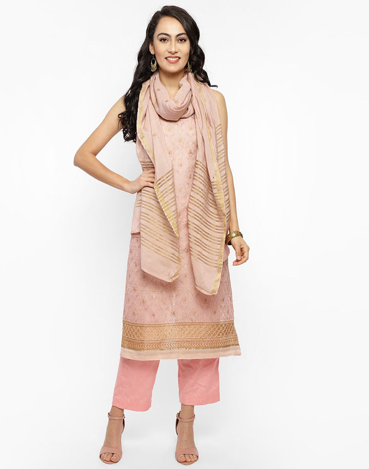 MBZ Meena Bazaar-Embroidered Chanderi Suit Set