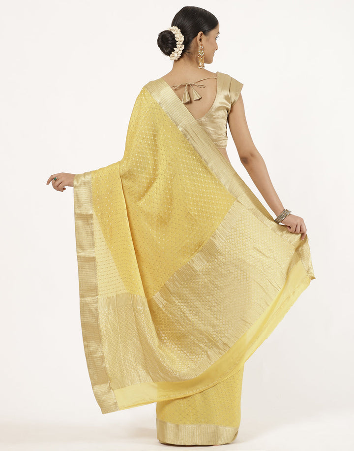 MBZ Meena Bazaar-Zari Border Booti Crepe Saree