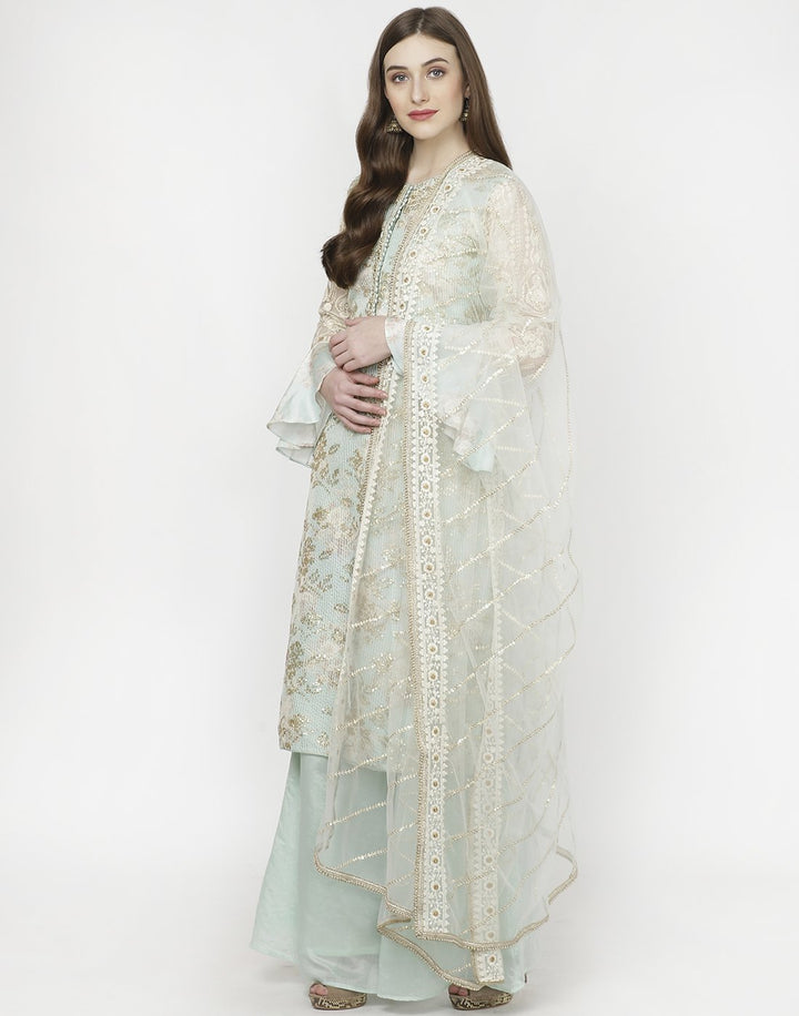 MBZ Meena Bazaar-Lemon Cotton Chanderi Salwar Kameez