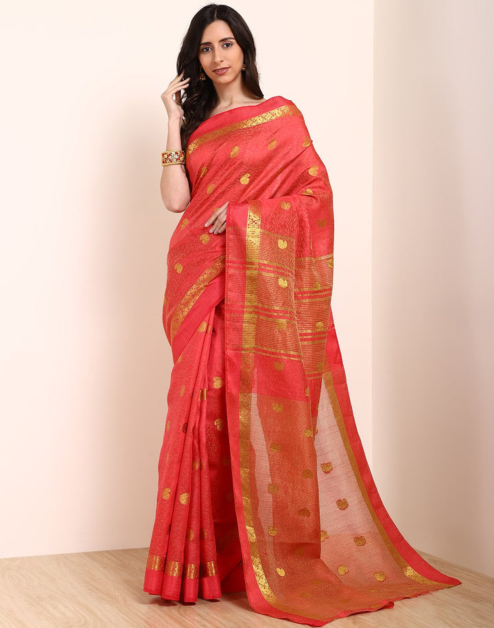 MBZ Meena Bazaar-Green Art Handloom Saree