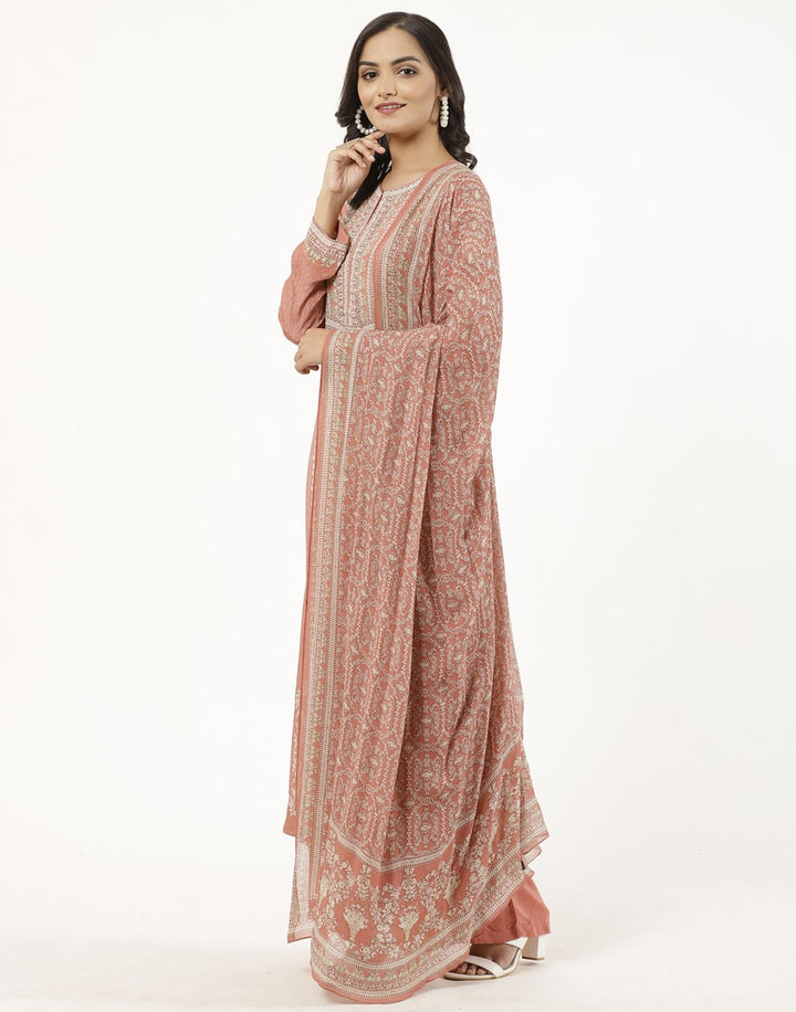 MBZ Meena Bazaar-Mustard Digital Printed Crepe Salwaar Kameez Stitched Suit