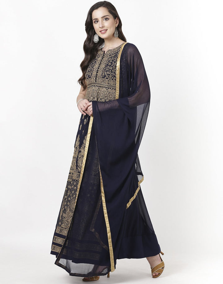 MBZ Meena Bazaar-Navy Blue Georgette Salwar Kameez