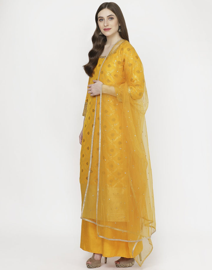 MBZ Meena Bazaar-Orange Art Handloom Salwar Kameez
