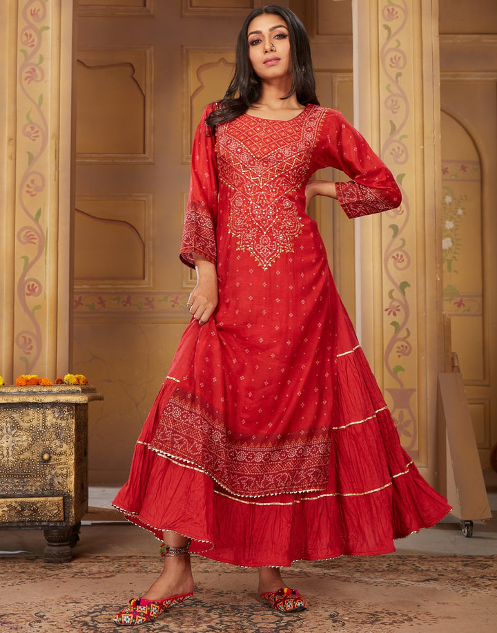MBZ Meena Bazaar-Blue Cotton Chanderi Kurti