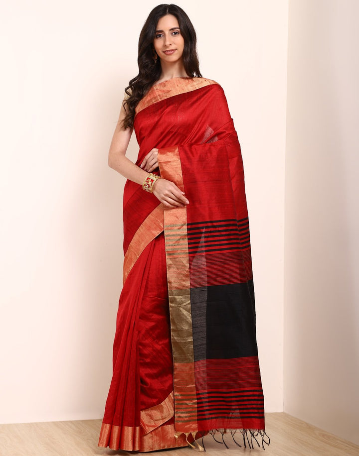 MBZ Meena Bazaar-Green Handloom Woven Saree