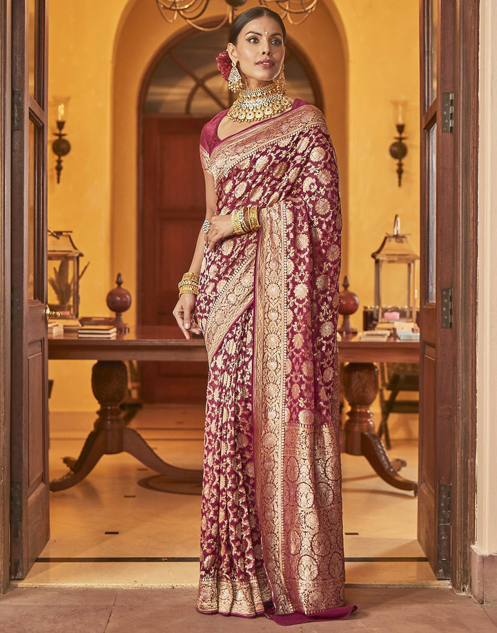 MBZ Meena Bazaar-Wine Banarasi Kaddi Saree