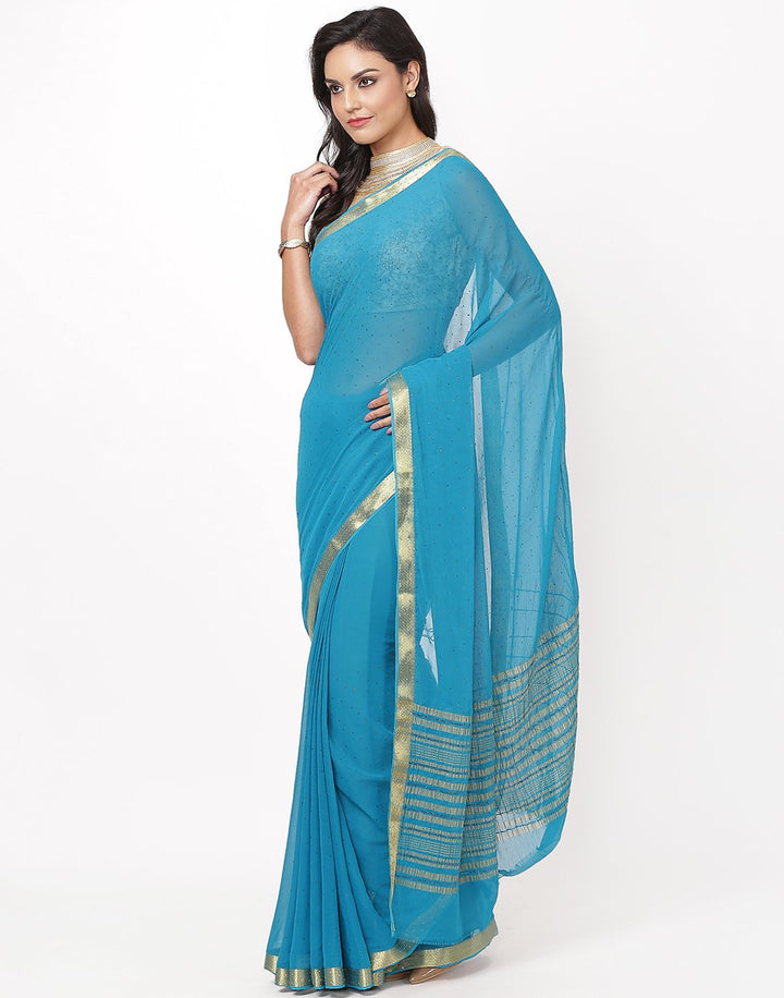 MBZ Meena Bazaar-Firozee Art Chiffon Saree