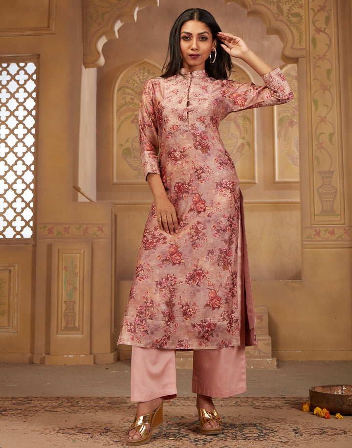 MBZ Meena Bazaar-Cotton Chanderi Printed Kurta with Plazzo