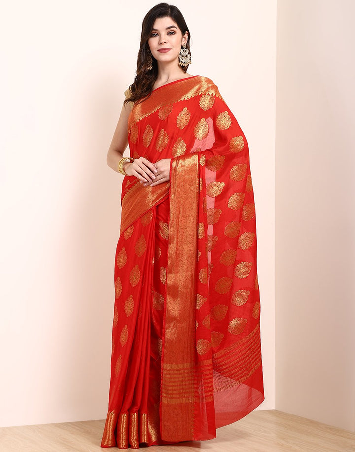 MBZ Meena Bazaar-Purple Art Crape Saree