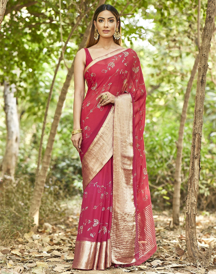 MBZ Meena Bazaar-Plain GGT Woven Saree