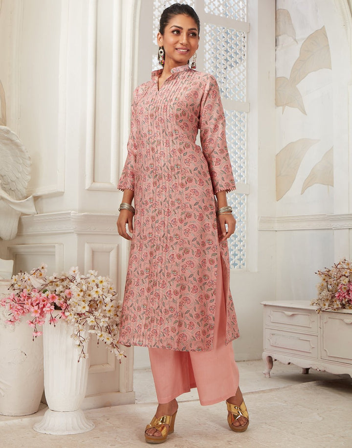 MBZ Meena Bazaar-Cotton Chnadheri Kurta with Plazzo