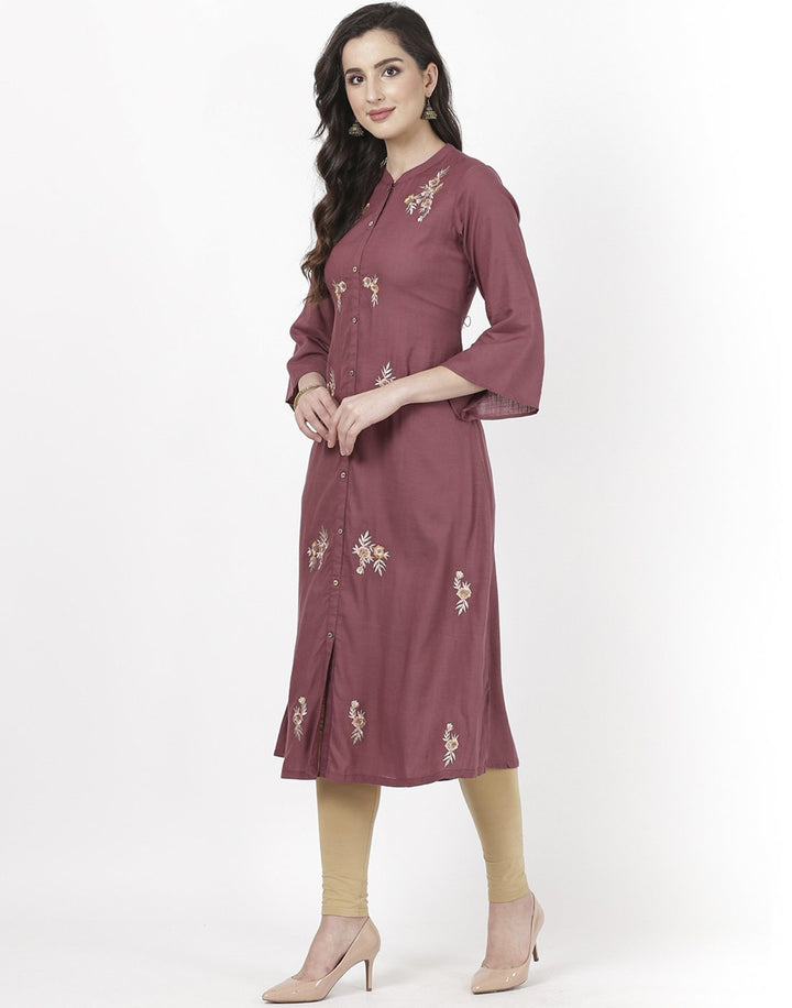 MBZ Meena Bazaar-Wine Cotton Kurti