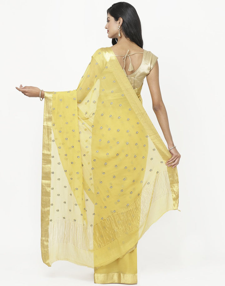 MBZ Meena Bazaar-Yellow Chiffon Saree