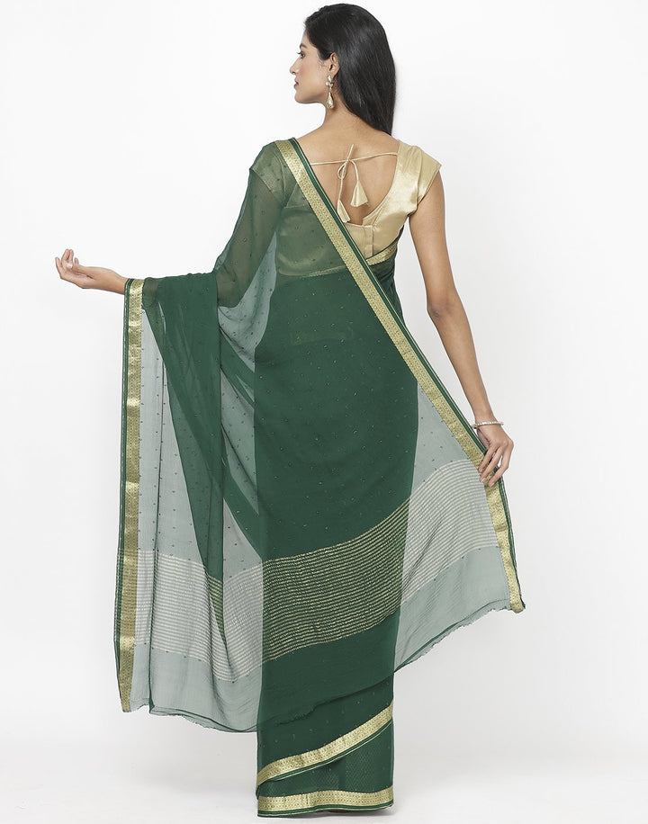 MBZ Meena Bazaar-Green Chiffon Saree
