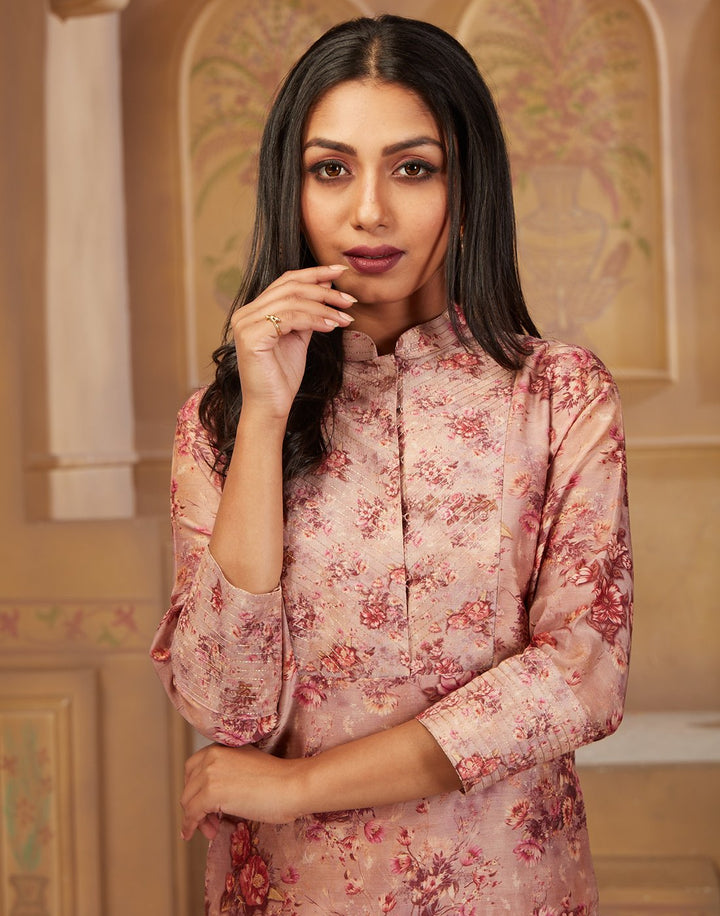 MBZ Meena Bazaar-Cotton Chanderi Printed Kurta with Plazzo