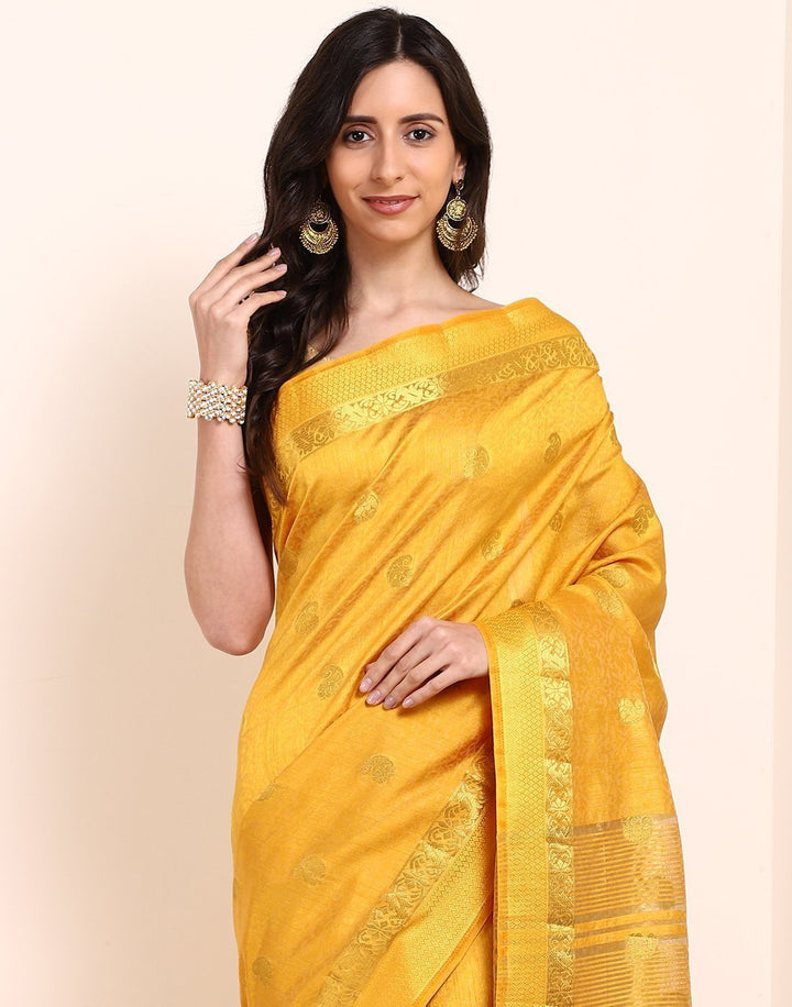 MBZ Meena Bazaar-Green Art Handloom Saree