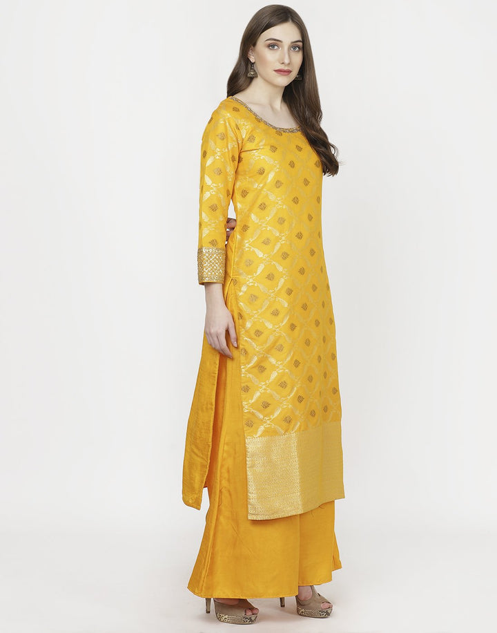 MBZ Meena Bazaar-Orange Art Handloom Salwar Kameez