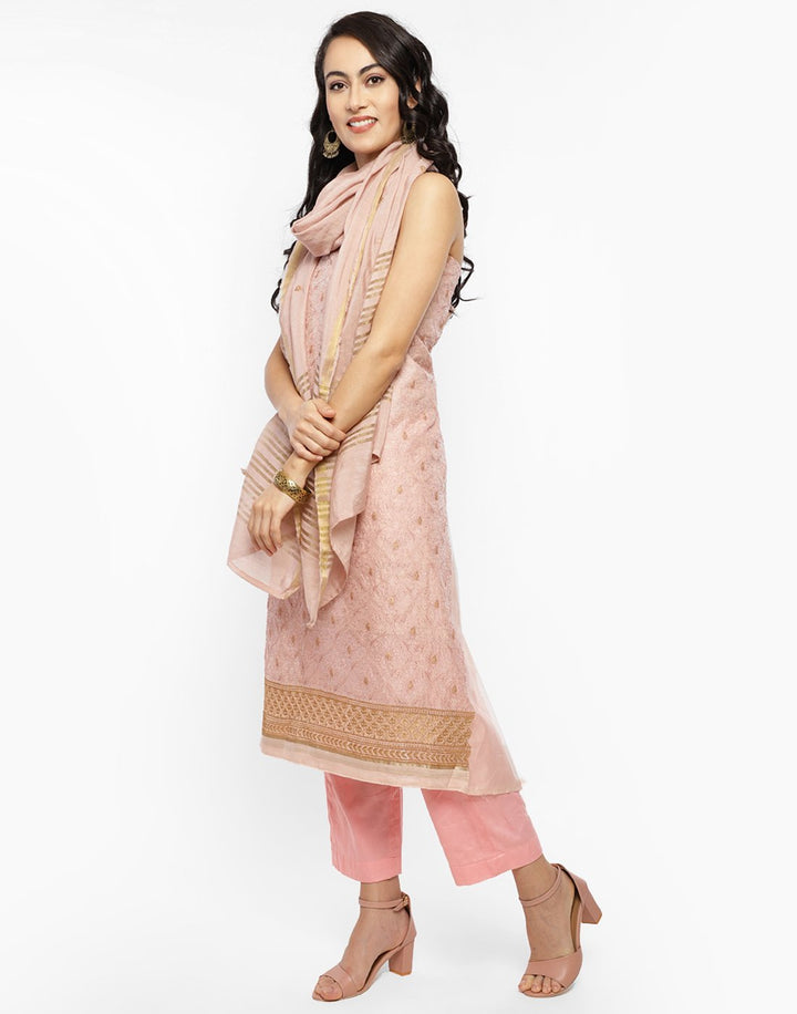 MBZ Meena Bazaar-Embroidered Chanderi Suit Set