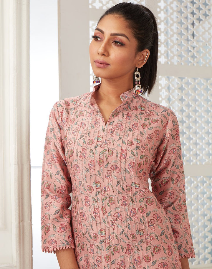 MBZ Meena Bazaar-Cotton Chnadheri Kurta with Plazzo