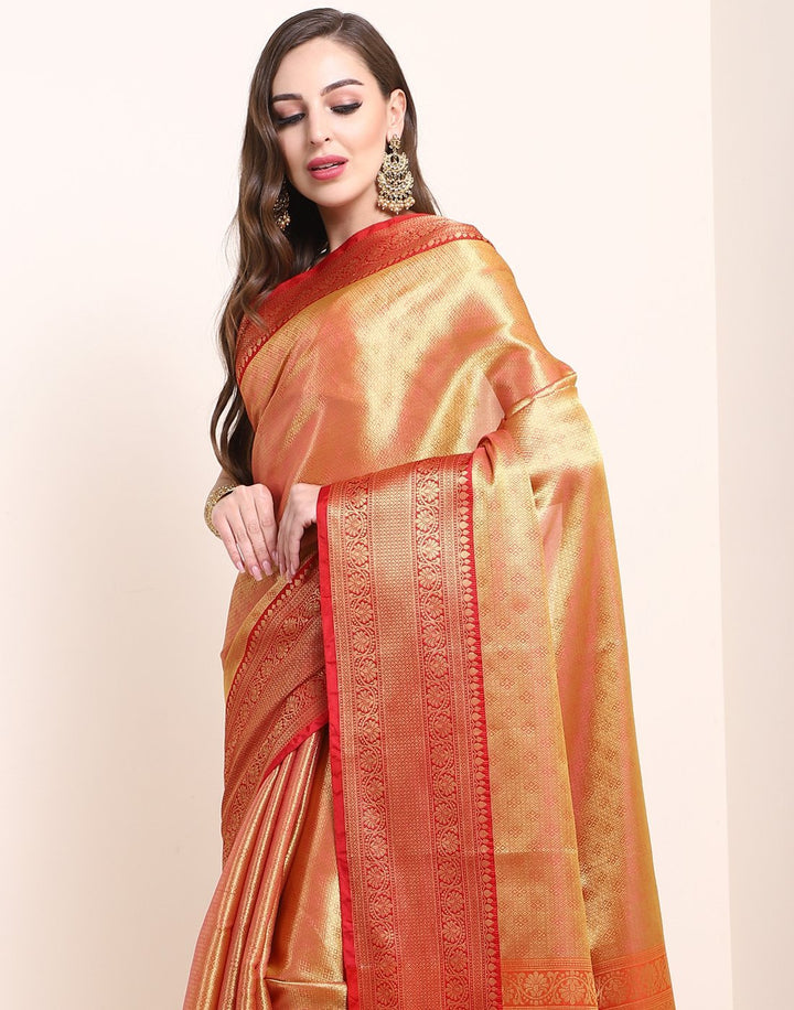 MBZ Meena Bazaar-Yellow Cotton Woven Saree