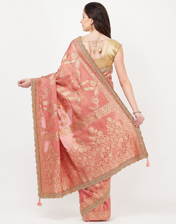 MBZ Meena Bazaar-Beige Banarasi Tissue Saree