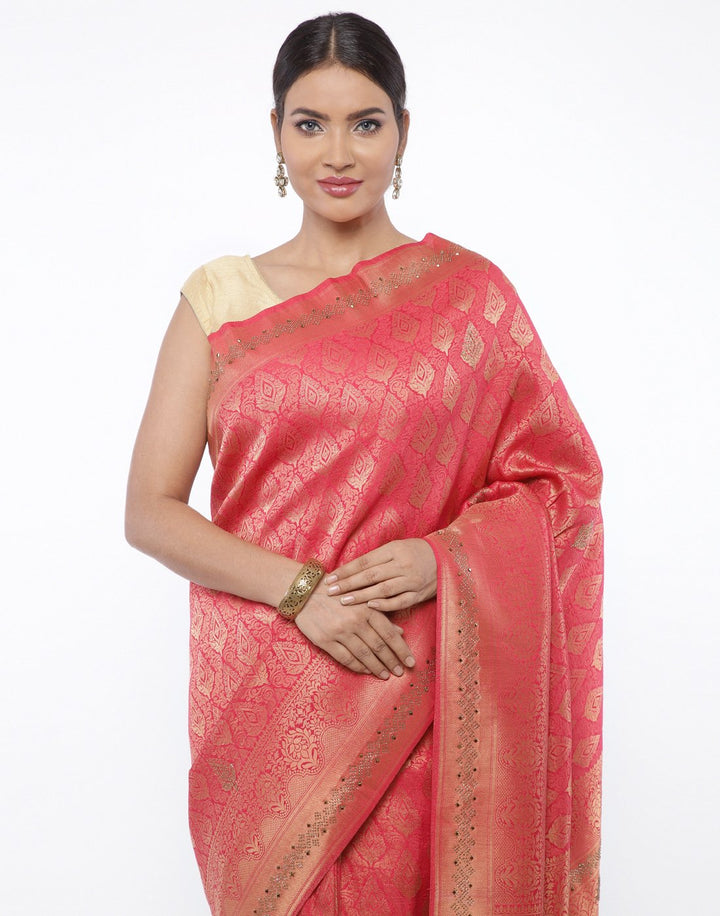 MBZ Meena Bazaar-Art Handloom Embroidery Saree