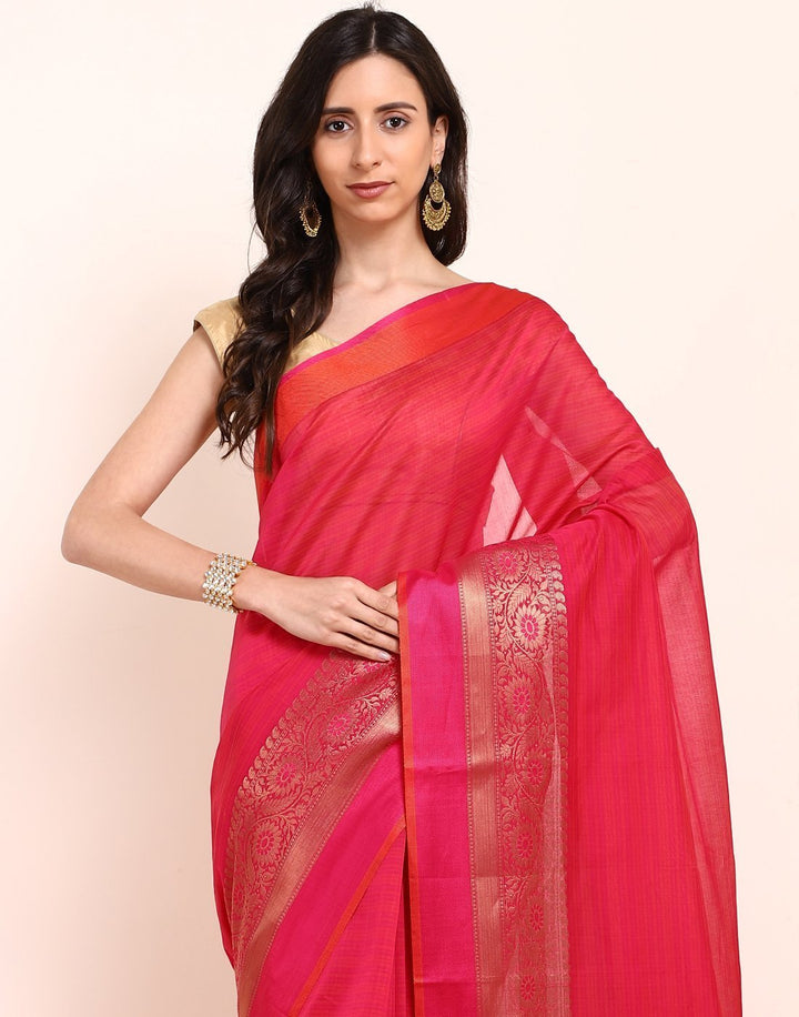 MBZ Meena Bazaar-Rani Cotton Woven Saree