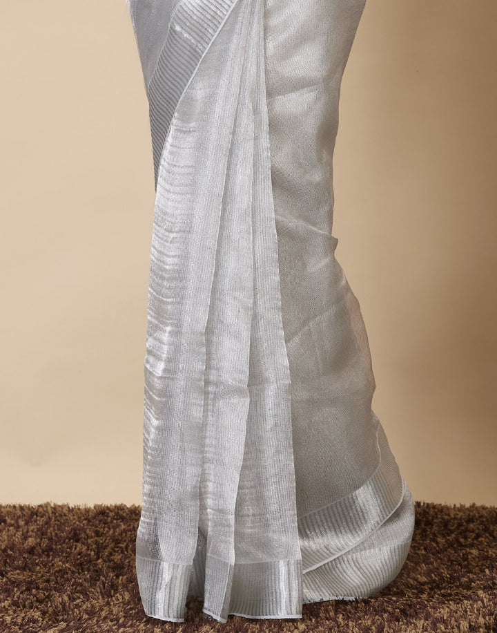 MBZ Meena Bazaar-Silver Tissue Saree