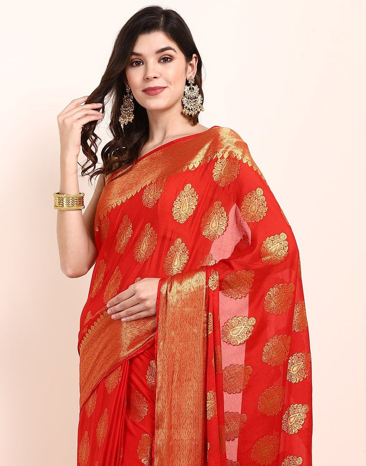 MBZ Meena Bazaar-Purple Art Crape Saree