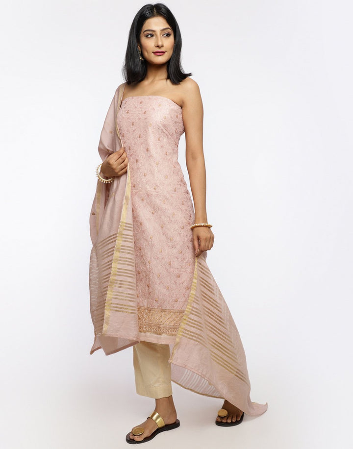MBZ Meena Bazaar-Embroidered Chanderi Suit Set