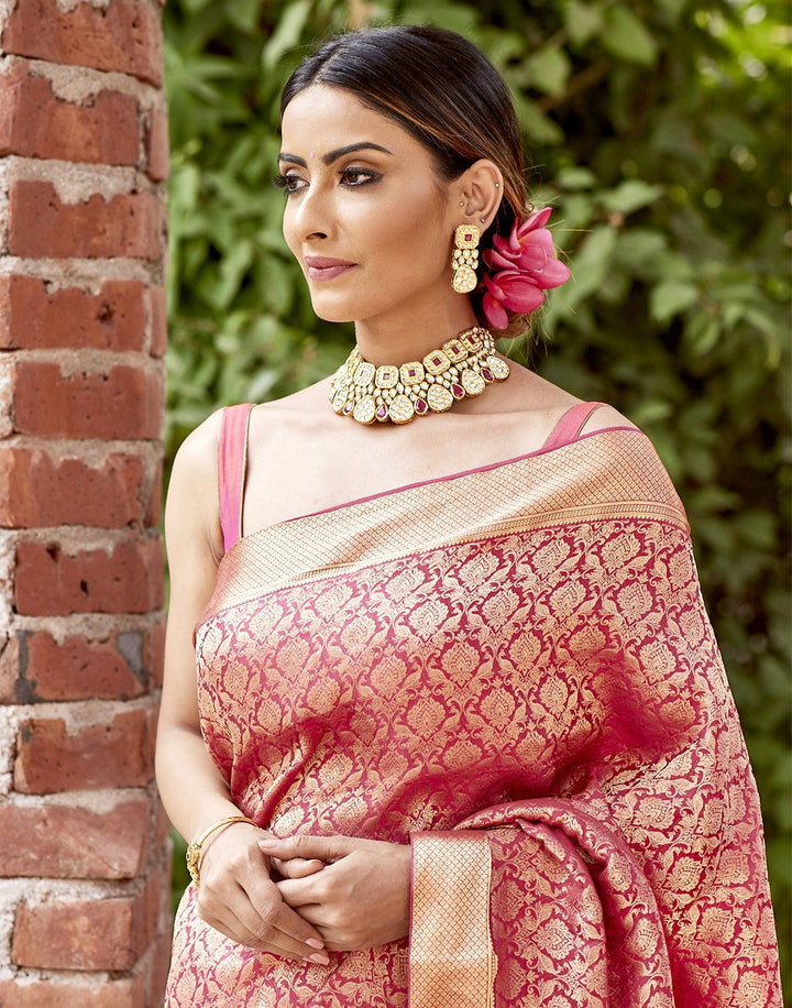 MBZ Meena Bazaar-Crepe Zari Jaal Woven Saree