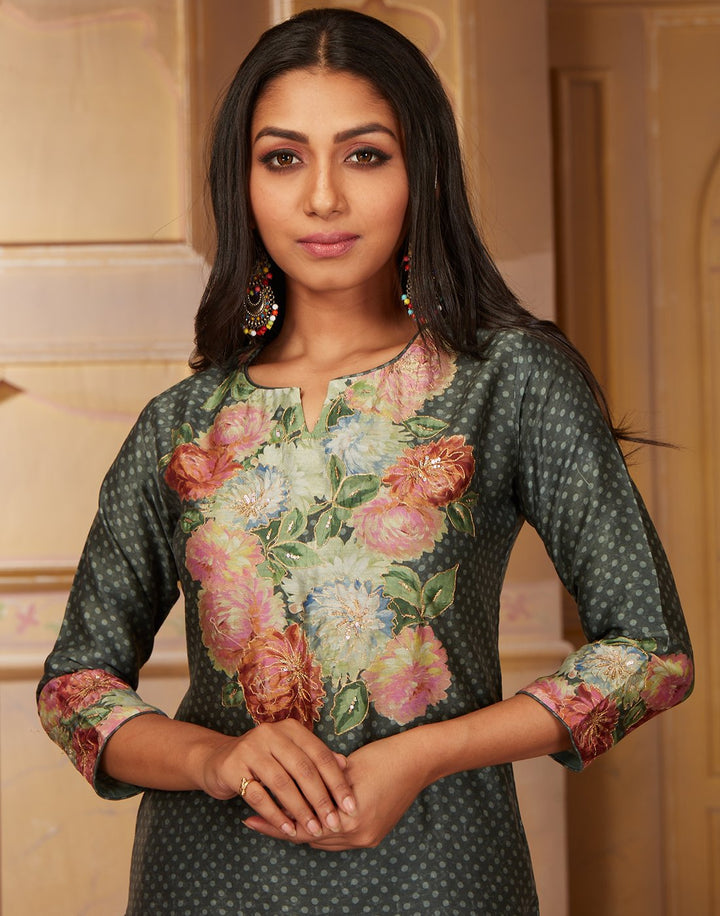 MBZ Meena Bazaar-Cotton Chanderi Kurti with Palazzo