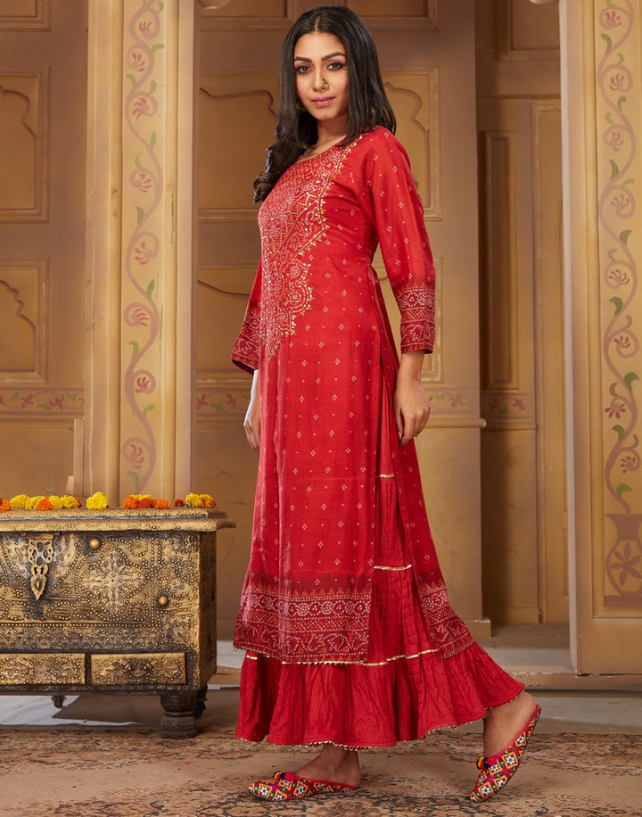 MBZ Meena Bazaar-Blue Cotton Chanderi Kurti