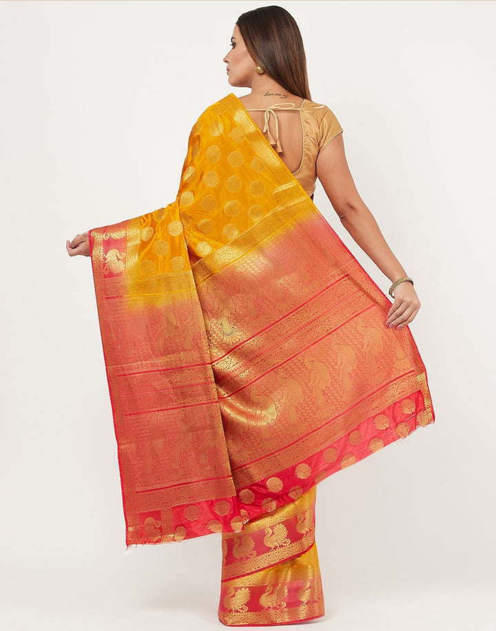 MBZ Meena Bazaar-Mustard Art Handloom Saree