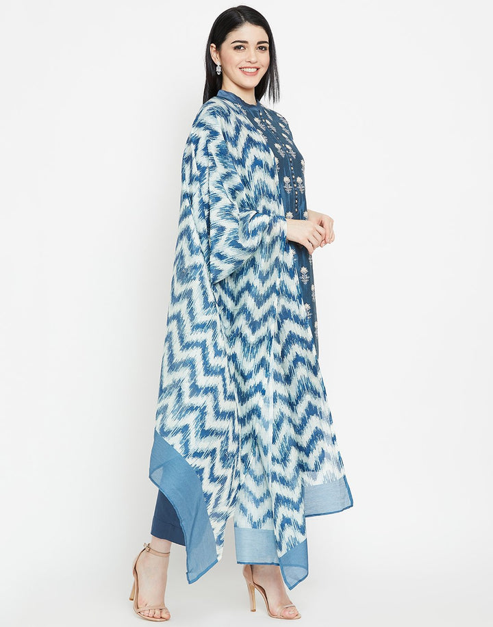 MBZ Meena Bazaar-Navy Blue Cotton Chanderi Salwar Kameez