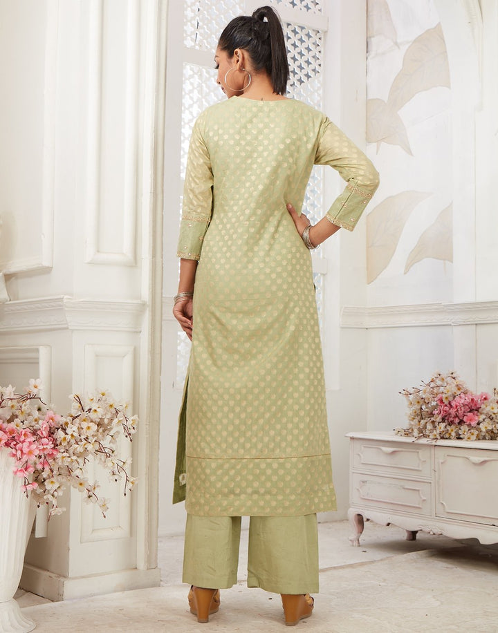MBZ Meena Bazaar-Cotton Chanderi Kurti with Palazzo