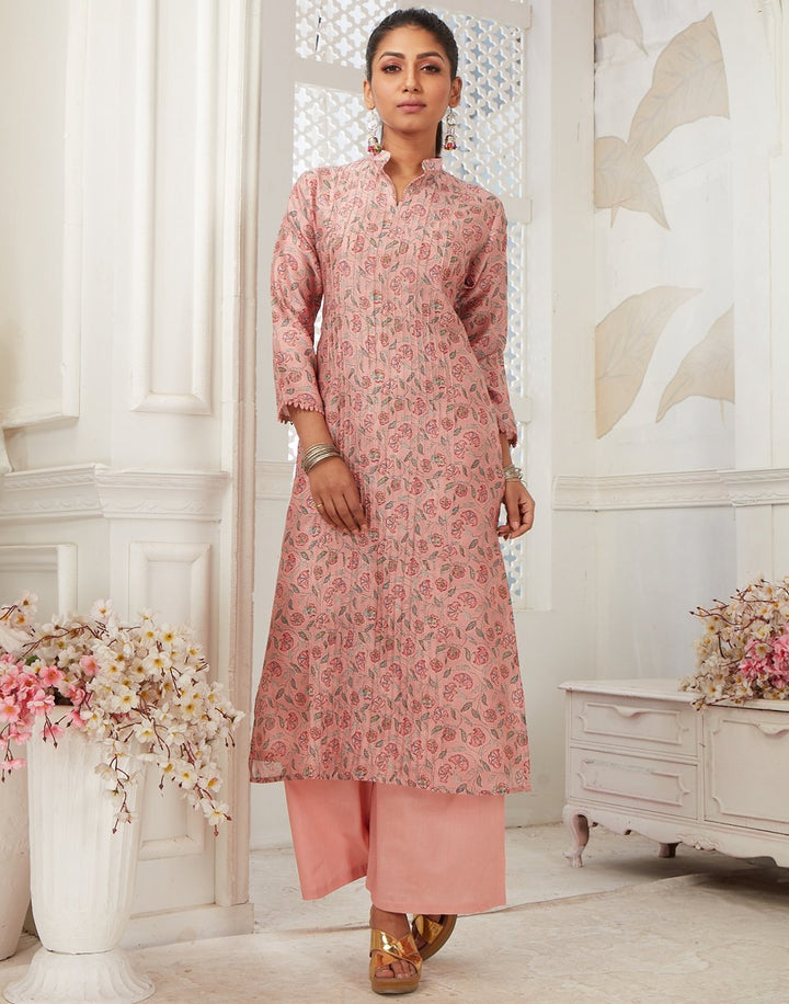MBZ Meena Bazaar-Cotton Chnadheri Kurta with Plazzo