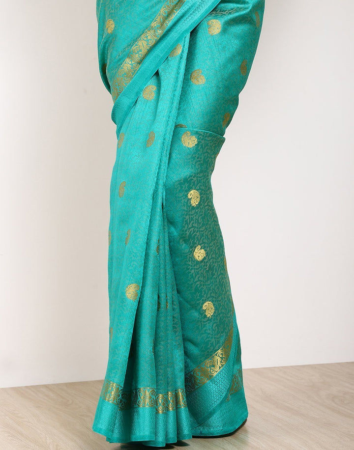 MBZ Meena Bazaar-Green Art Handloom Saree