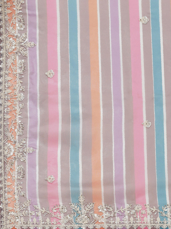 Abstract Sequence Printed Organza Saree - Meena Bazaar
