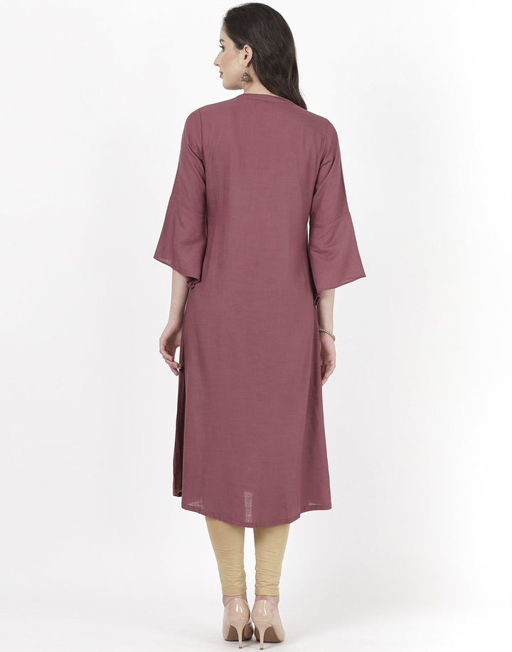 MBZ Meena Bazaar-Wine Cotton Kurti