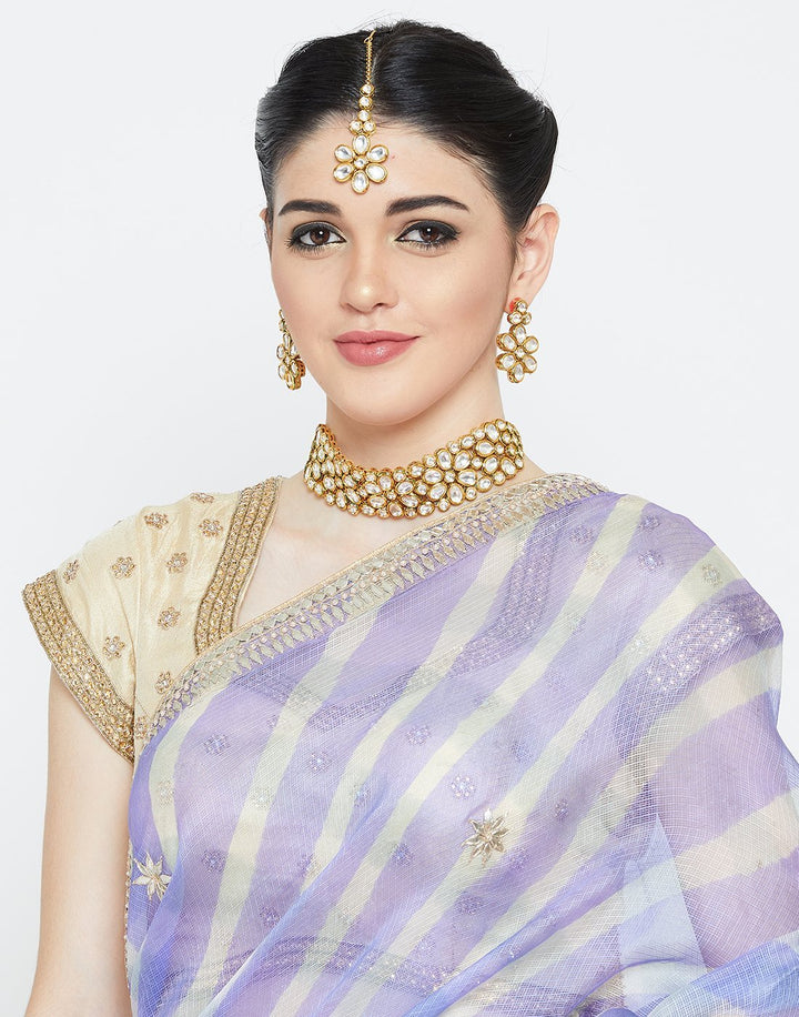 MBZ Meena Bazaar-Blue Cotton Kota Saree