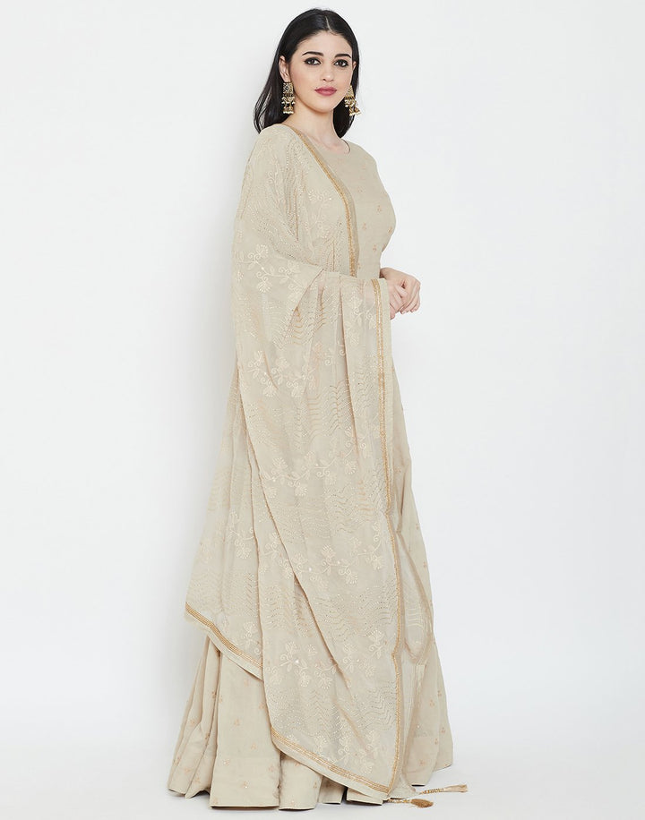 MBZ Meena Bazaar-Beige Cotton Chanderi Salwar Kameez