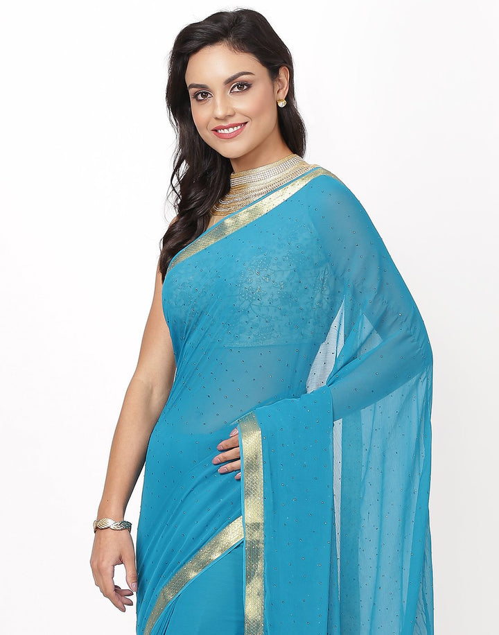 MBZ Meena Bazaar-Firozee Art Chiffon Saree