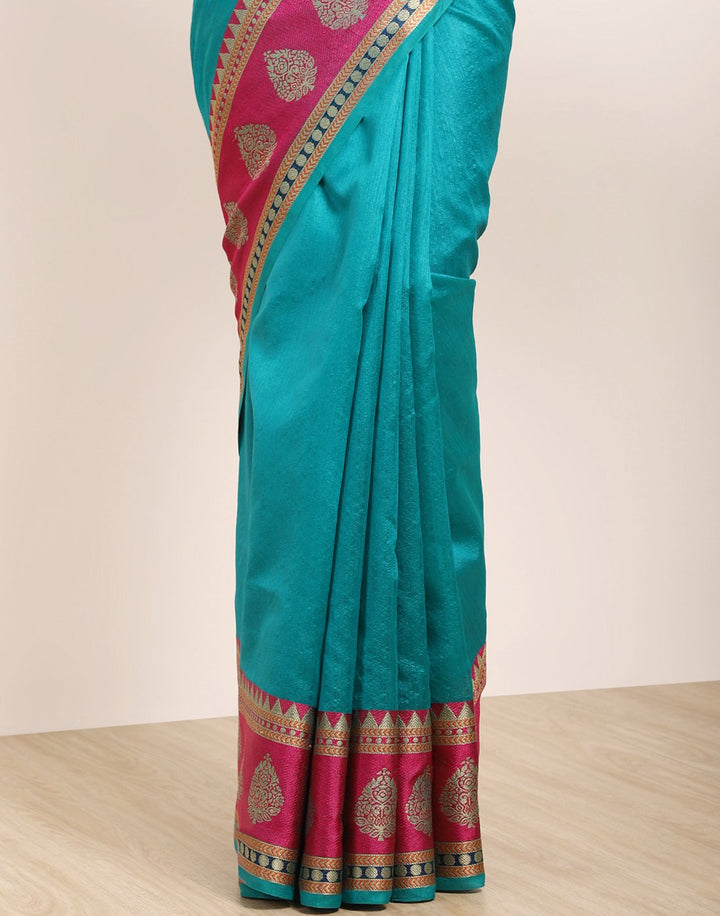 MBZ Meena Bazaar-Lake Blue Art Handloom Saree