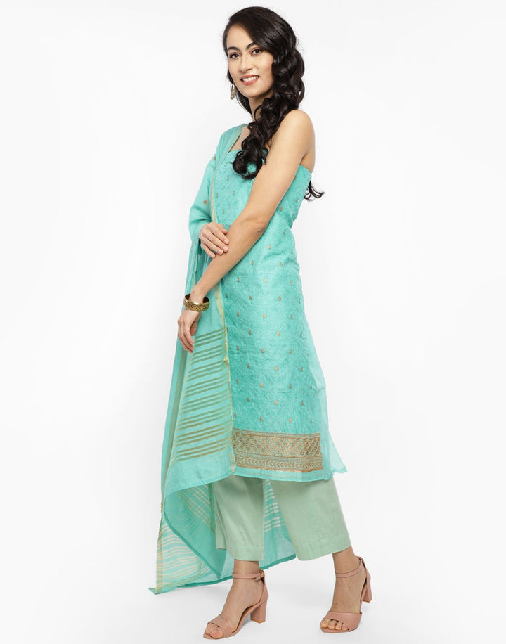 MBZ Meena Bazaar-Embroidered Chanderi Suit Set
