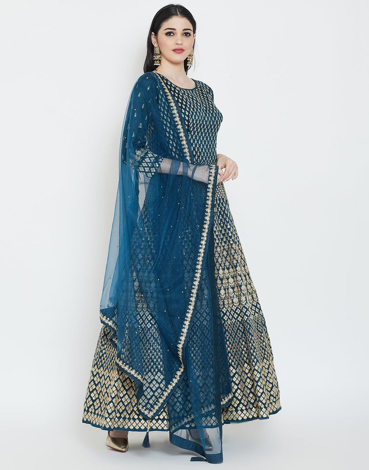 MBZ Meena Bazaar-Maroon Cotton Chanderi Salwar Kameez