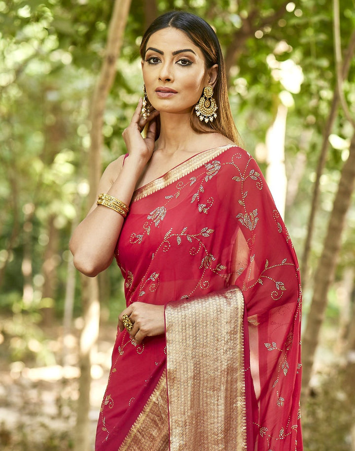 MBZ Meena Bazaar-Plain GGT Woven Saree