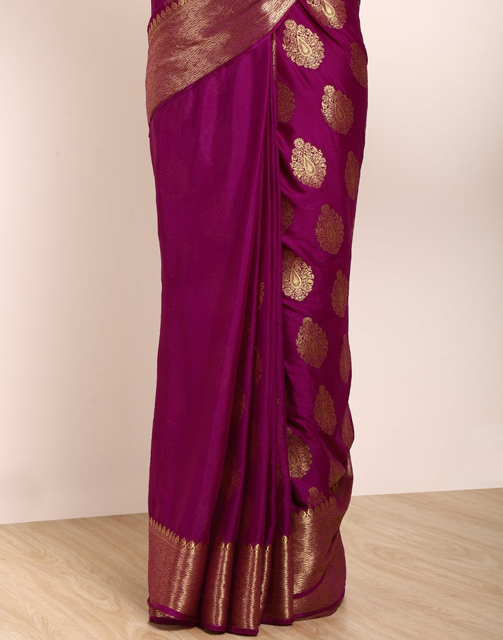 MBZ Meena Bazaar-Purple Art Crape Saree