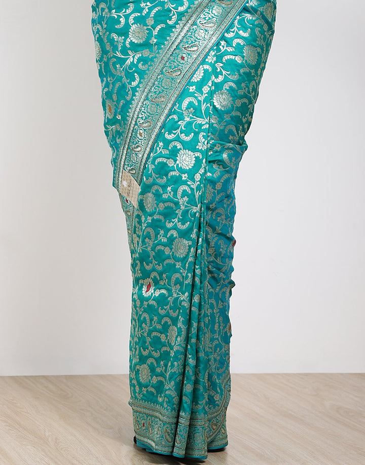 MBZ Meena Bazaar-Orange Banarasi Art Handloom Saree